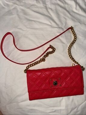 Marc Jacobs Coral Quilted Leather Ginger Crossbody Wallet on Chain
